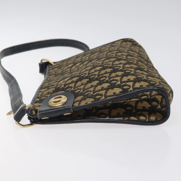 Christian Dior Trotter Canvas Shoulder Bag Navy Gold Auth 123286 - Picture 4 of 16